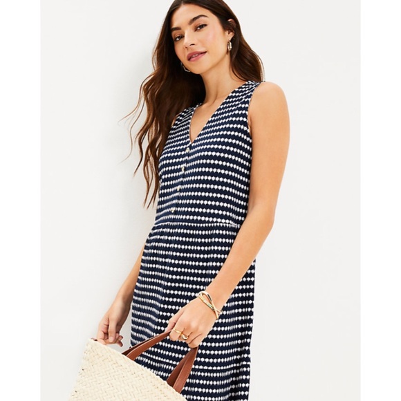 Loft Jacquard V-neck Swing Dress - Picture 3 of 16